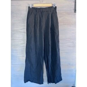 Abercrombie & Fitch Womens Black Linen Blend Wide Leg Pants Size 26 / 2
